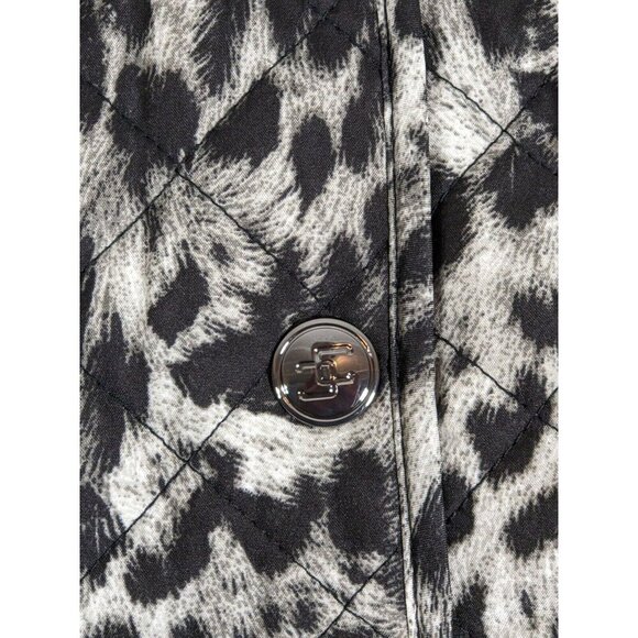 Chicos New Womens Jacket Black Gray Cheetah Quilted Snap Button Coat Size 2P MP - Picture 6 of 11